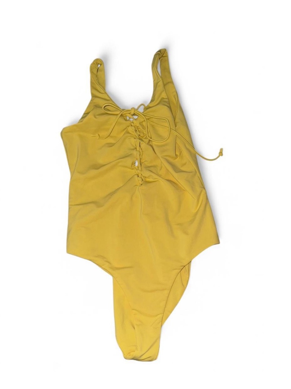 Young & Reckless Mustard Yellow One-Piece Swimsuit with Front Lace-Up